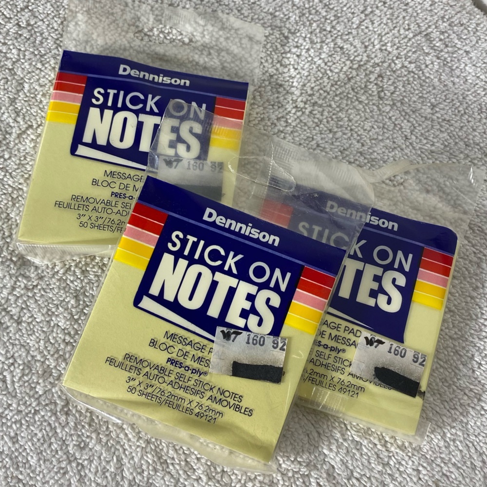 5/$35 Vintage Dennison Stick On Notes Message Pads x3 50 Sheets/Pad NWT